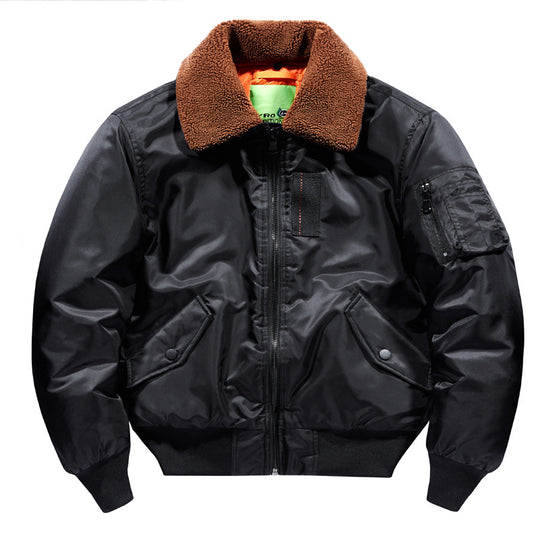Herren Flieger-Bomberjacke mit Teddykragen, wasserabweisender Nylon-Shell und Ärmel-Utilitytasche Shop Nory