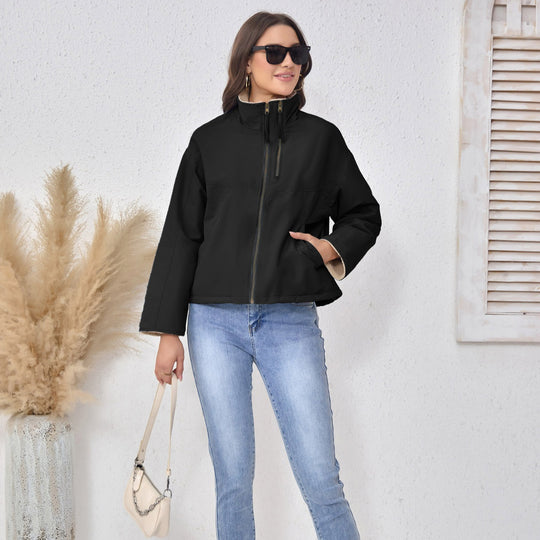Damen Leichte gefütterte Übergangsjacke mit Stehkragen und Teddyfutter Shop Nory