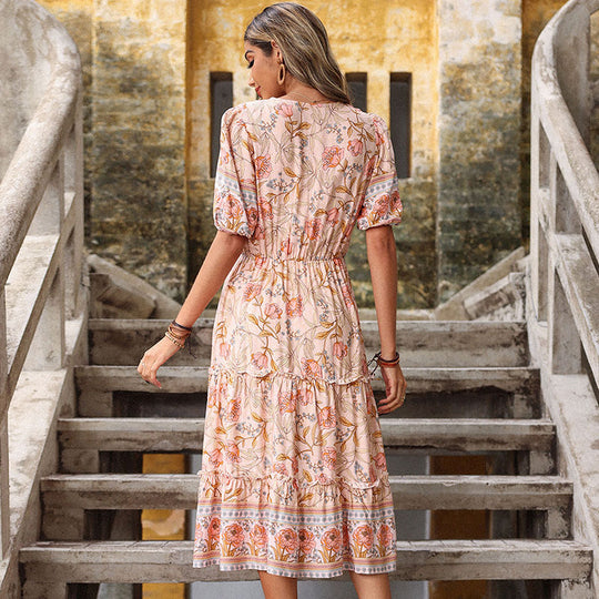 Damen Elegantes Midi-Kleid mit floralem Design Shop Nory