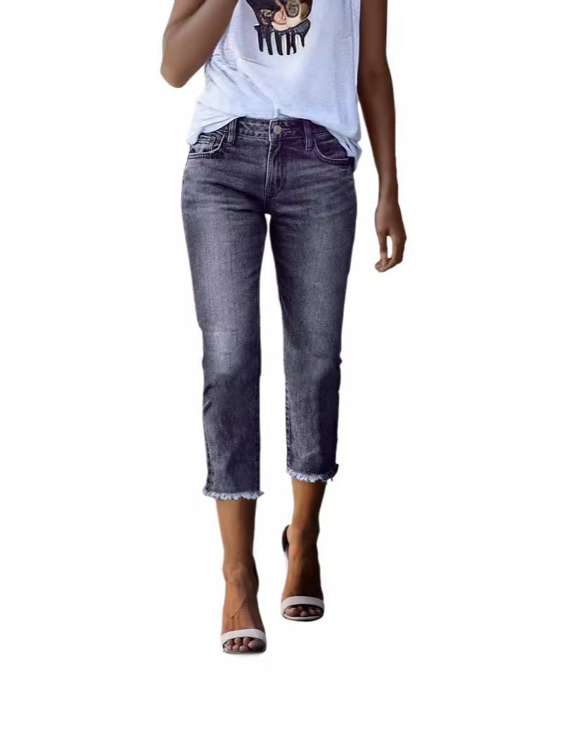 Damen zeitlose Jeans im modernen Schnitt mit cropped Bein