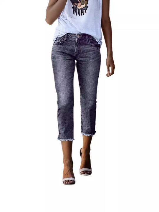 Damen zeitlose Jeans im modernen Schnitt mit cropped Bein