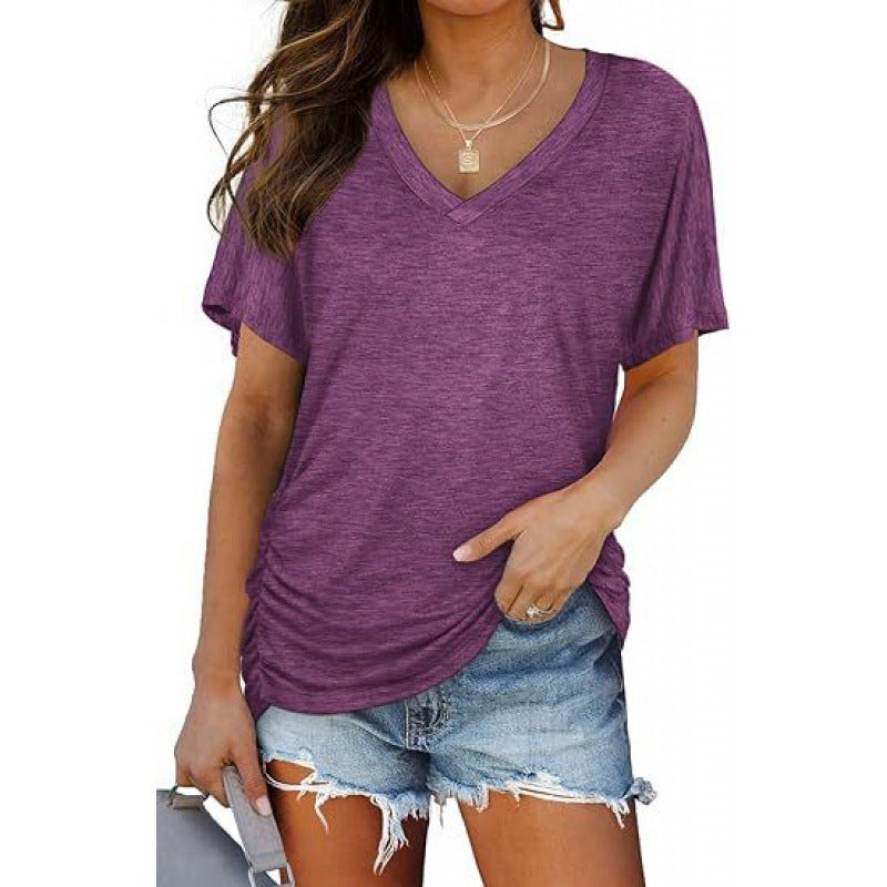 Damen V-Ausschnitt T-Shirt Aus Weichem Single Jersey
