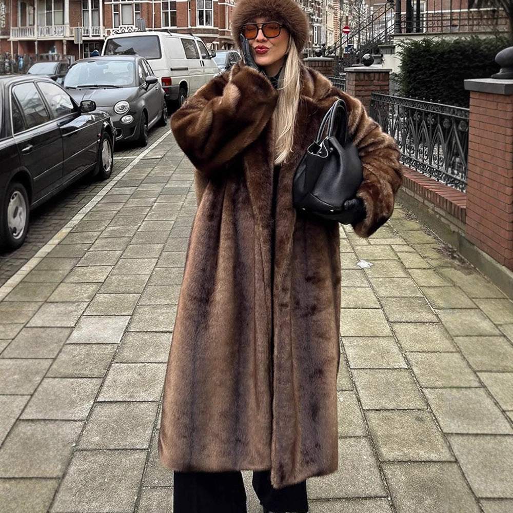 Damen Luxuriöser langer Kunstpelz-Mantel mit Oversize-Schnitt und wärmender Fütterung Shop Nory