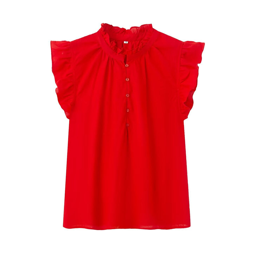 Damenbluse mit Rüschen und Knopfleiste