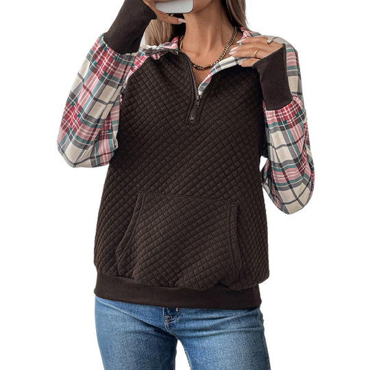 Damen Sportlicher Pullover mit Karomuster Shop Nory