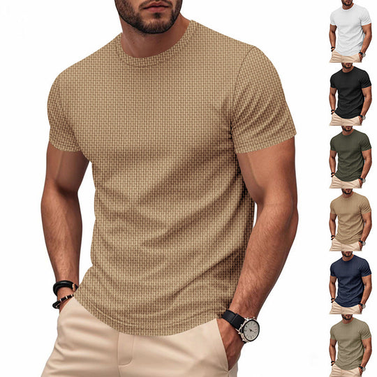 Herren Kurzarm T-Shirt mit strukturiertem Design und atmungsaktiver Baumwolle