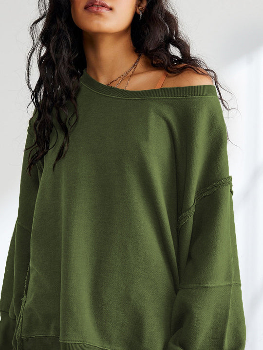 Damen Oversized Sweatshirt mit kreativem Saumdesign