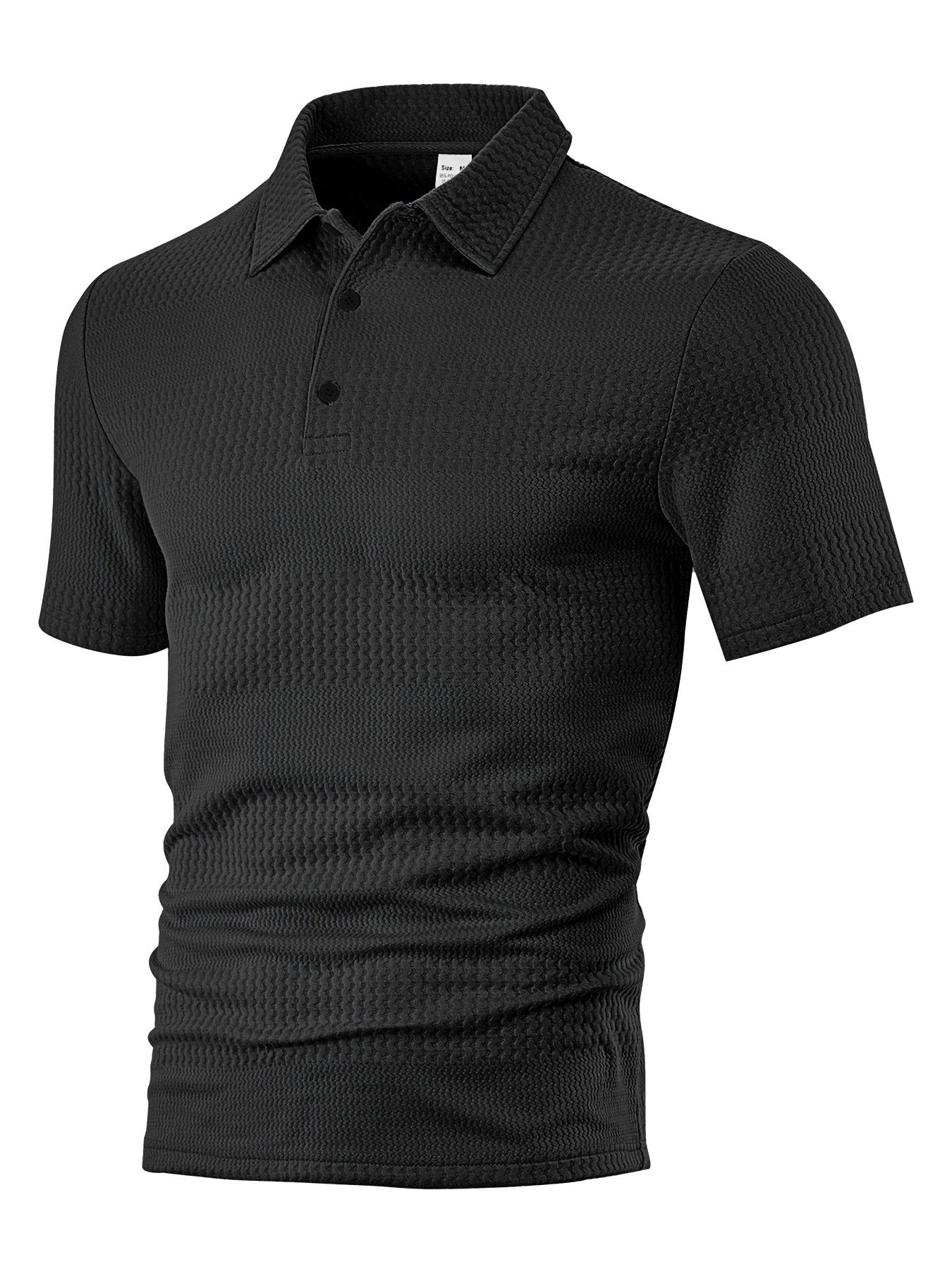 Herren nan körperbetontes Kurzarm-Polo aus elastischem Jacquardstrick mit Hemdkragen