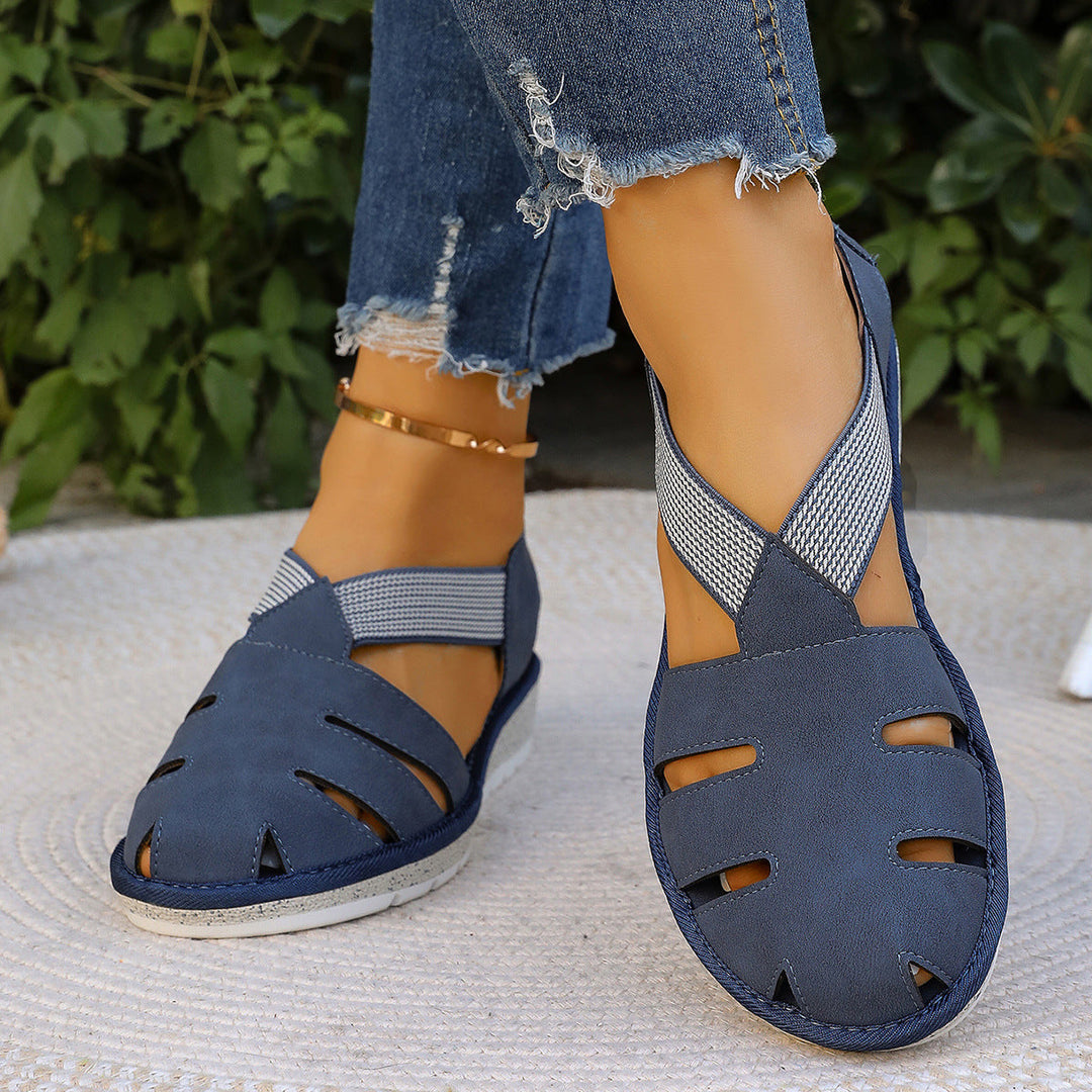 Damen Atmungsaktive Freizeitsandalen mit elastischen Riemen und ergonomischem Fußbett Shopnory