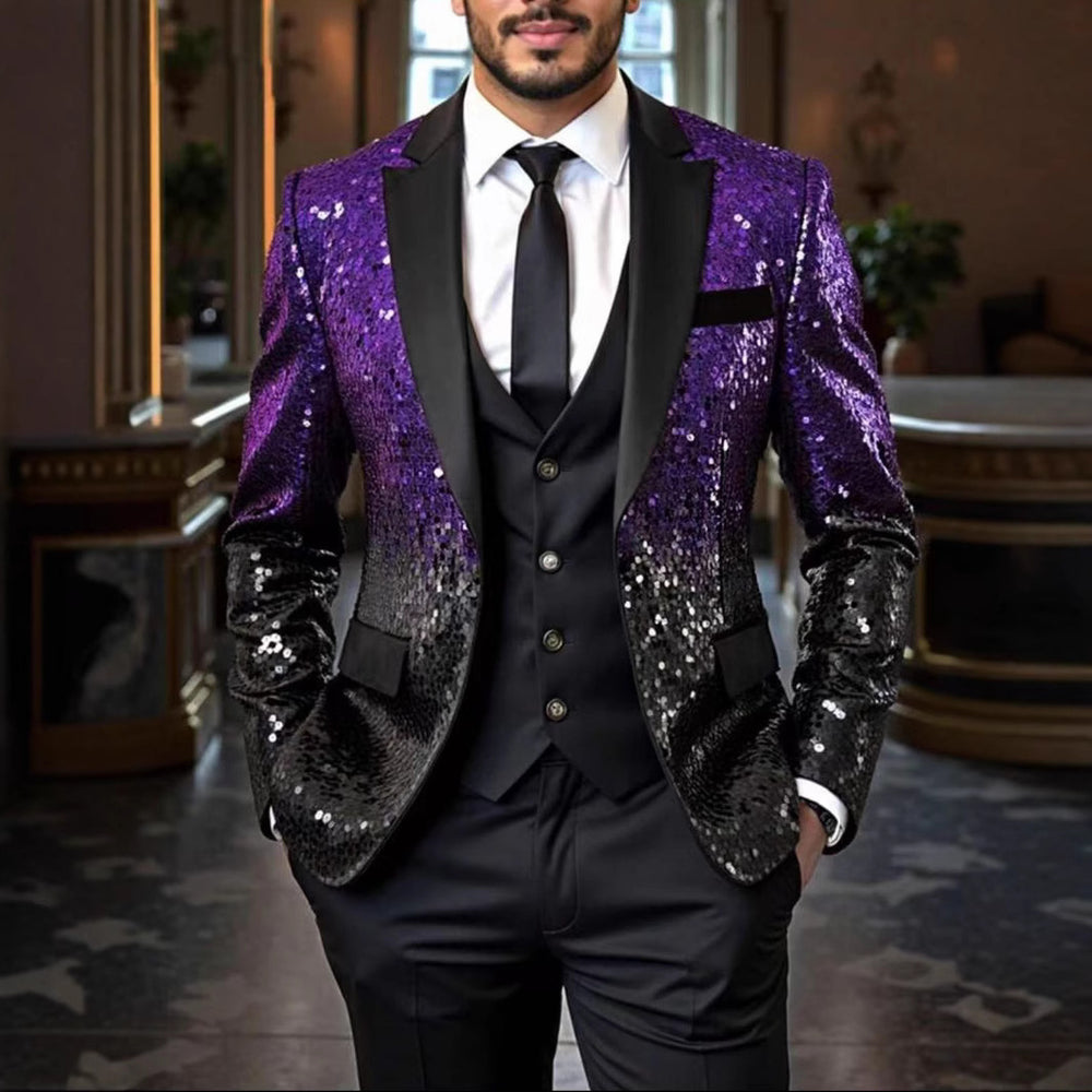 Herren Pailletten‑Sakko mit Satin‑Schalkragen und tailliertem Schnitt Shop Nory