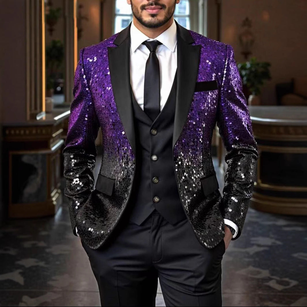Herren Pailletten‑Sakko mit Satin‑Schalkragen und tailliertem Schnitt Shop Nory