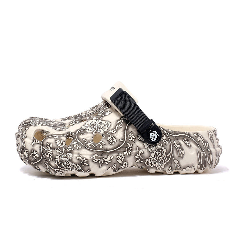 Damen Komfortable Clogs mit verstellbarem Riemen und floralem Design