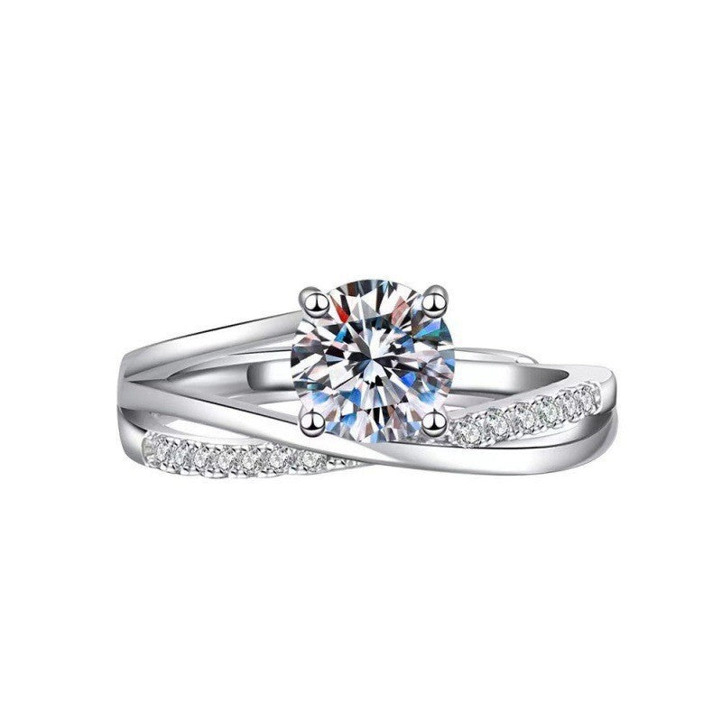 Damen eleganter Solitärring mit geschwungenem Design und funkelndem Zirkonia Shop Nory