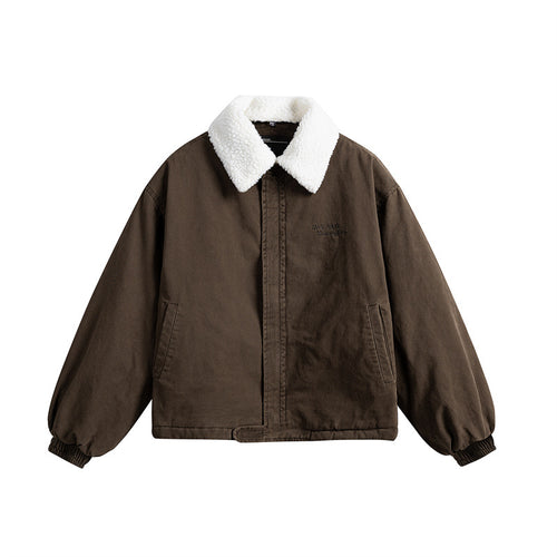 Herren Kurz geschnittener Canvas-Blouson mit Teddykragen und wattierter Thermofütterung Shop Nory