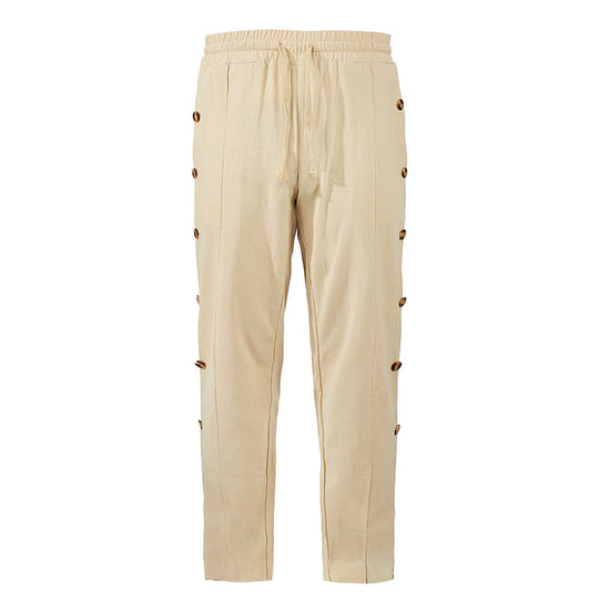 Herren Relaxed-Fit Freizeithose mit seitlichen Zierknopfleisten, elastischem Bund und Kordelzug Shop Nory
