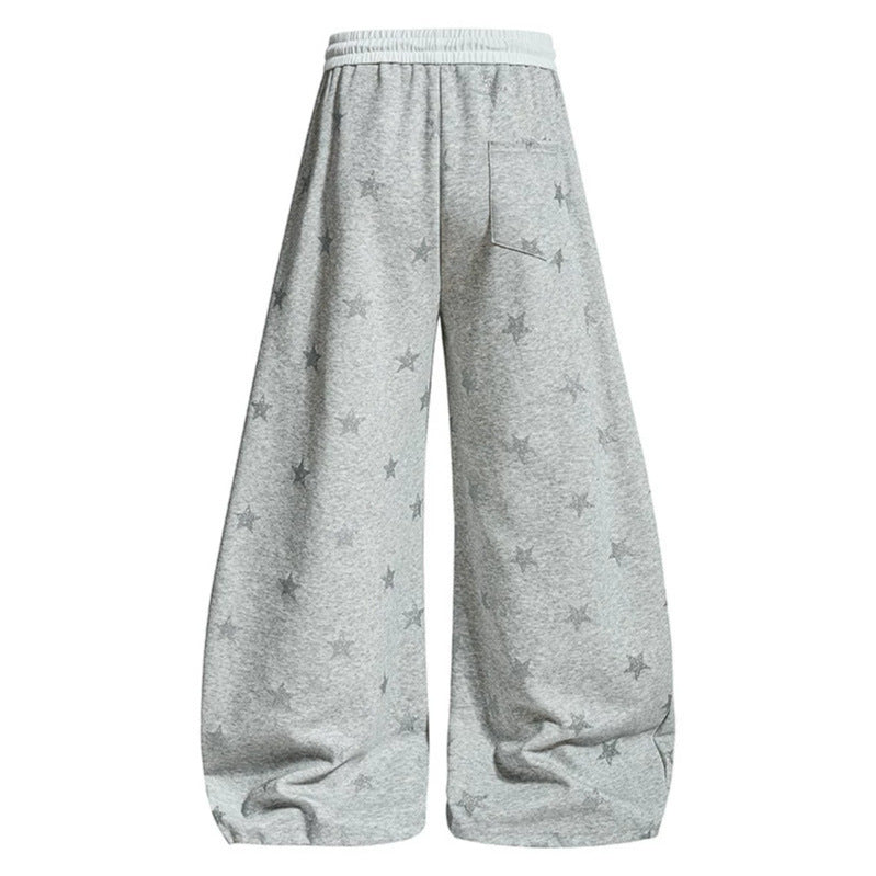 Damen Weite Lounge-Hose mit Sternenprint und elastischem Tunnelzug Shop Nory