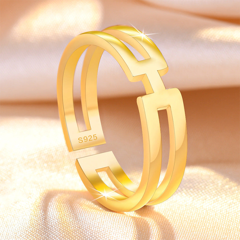 Damen Offener Ring mit modernem, geometrischem Design aus hochwertigem Edelstahl Shop Nory