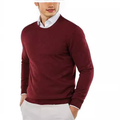 Herren eleganter Rundhals-Pullover aus feiner Baumwolle