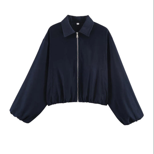 Damen Gekürzte Bomberjacke im Harrington‑Stil mit Ballonärmeln und elastischem Saum Shop Nory