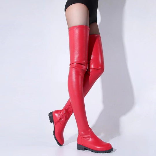 Damen Overknee Stiefel mit robustem Profil und elegantem Design