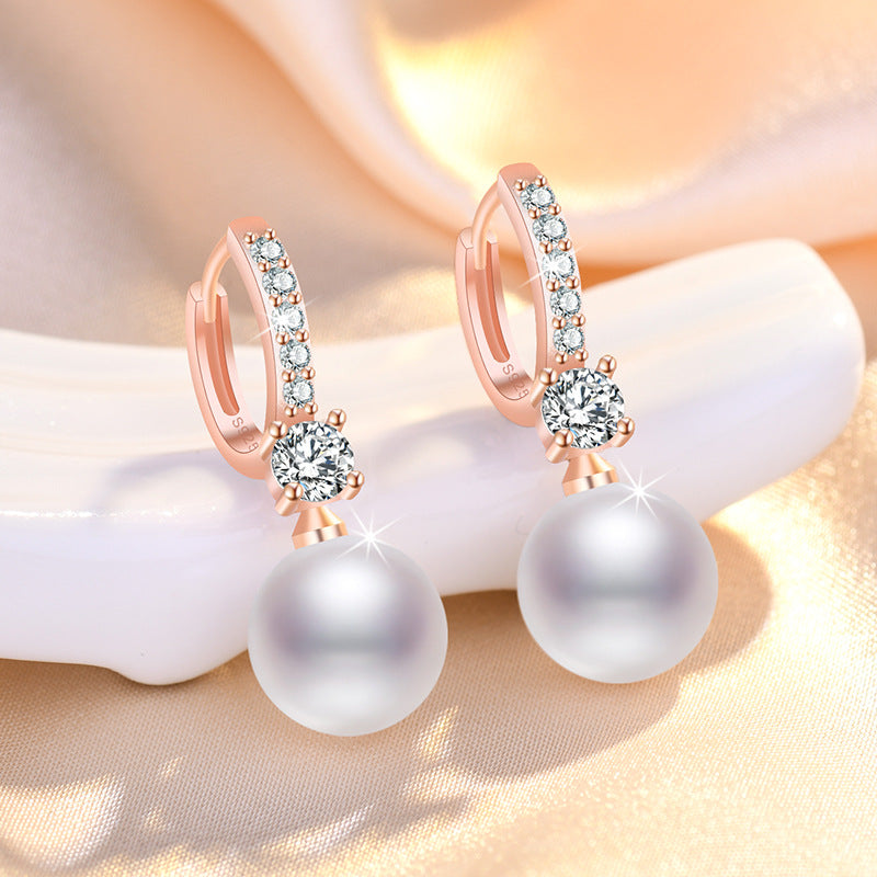 Damen Elegante Ohrringe mit Perlen und Kristallen Shop Nory