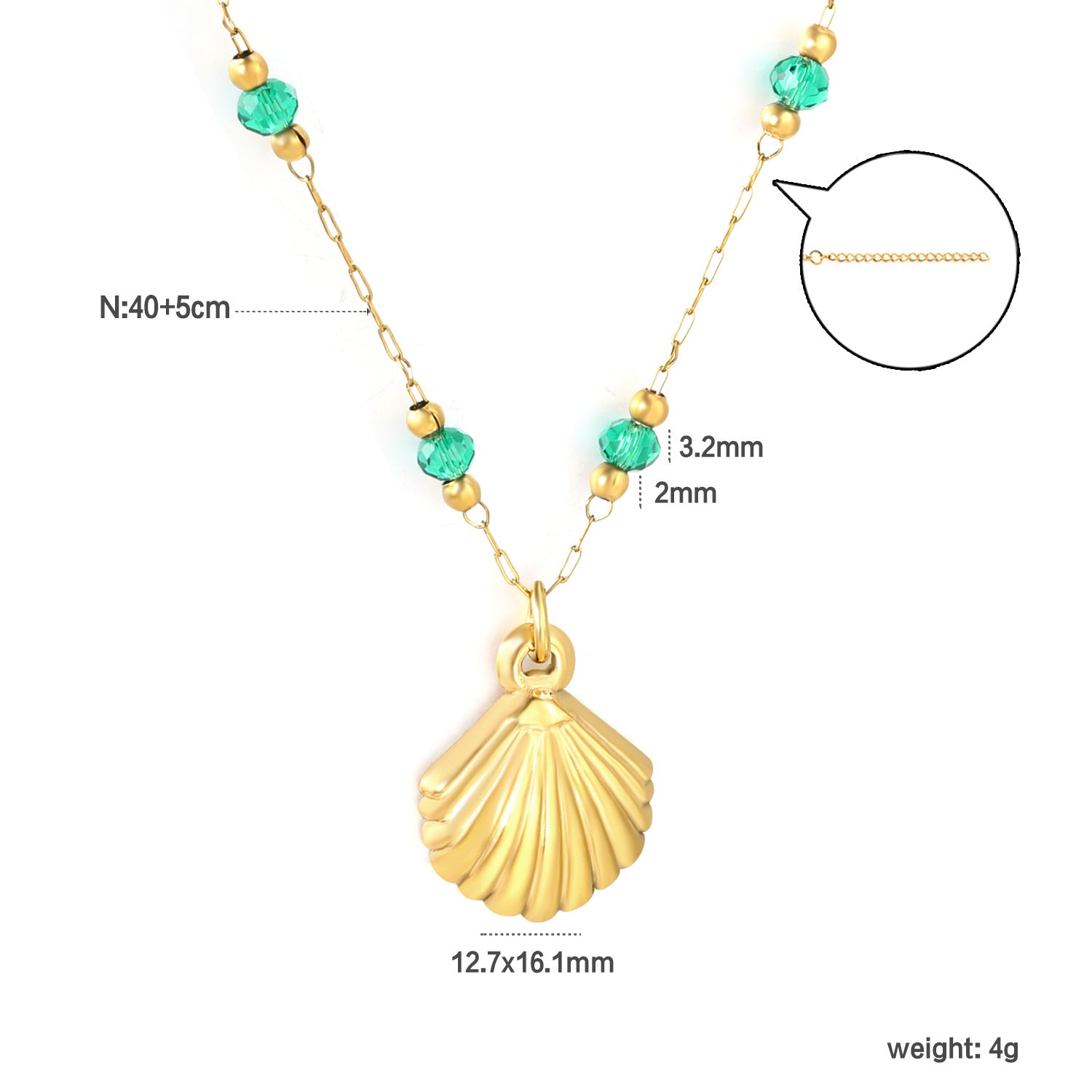 Damen Halskette mit Muschel-Anhänger und bunten Perlen Shop Nory