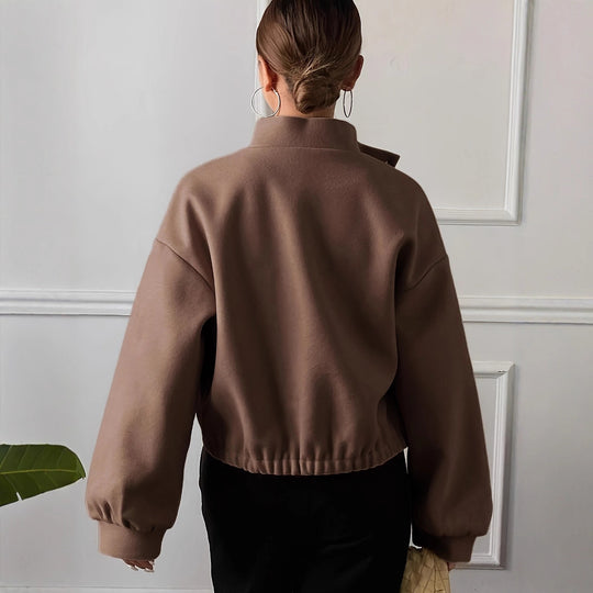 Damen Modische Kurzjacke mit Stehkragen