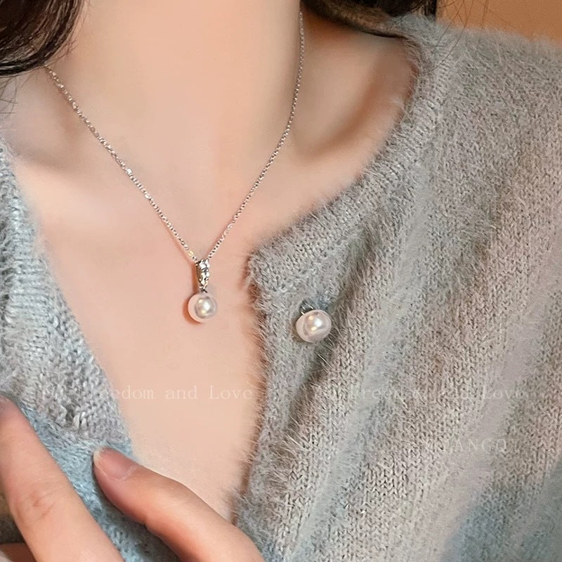 Damen Halskette aus hochwertigem Silber mit elegantem Perlenanhänger Shop Nory