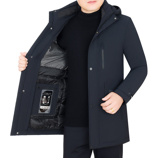 Herren Wasserabweisender Parka mit herausnehmbarer Kapuze und integrierter Smartphone-Innentasche Shop Nory