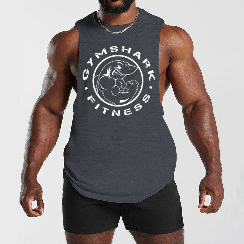 Herren nan ärmelloses Muskelshirt mit extra tiefen Armöffnungen und großem Logodruck