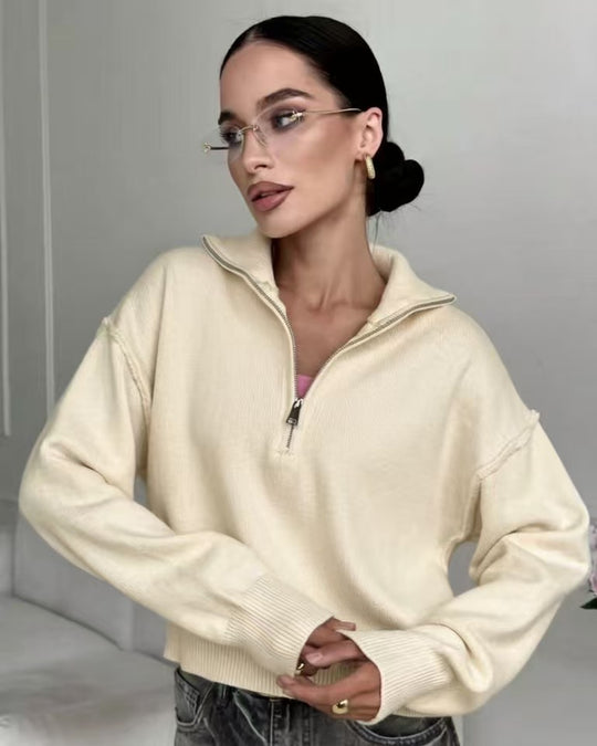 Damen Modischer Pullover mit praktischem Halbreißverschluss Shop Nory
