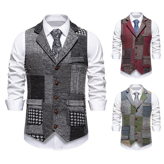 Herren Anzugweste im modernen Patchwork-Design mit praktischen Taschen