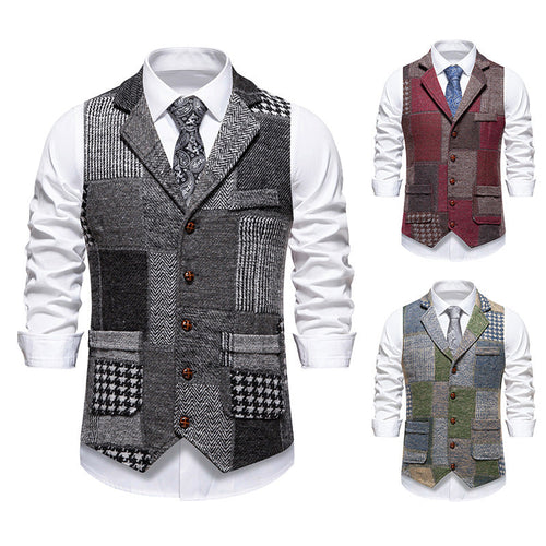 Herren Anzugweste im modernen Patchwork-Design mit praktischen Taschen