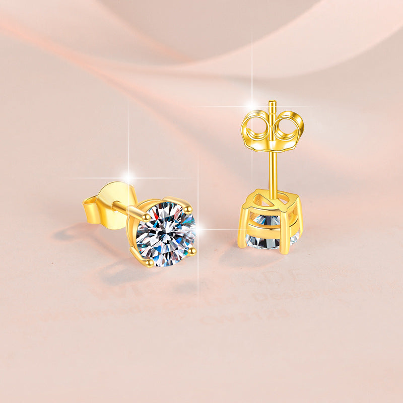 Damen Ohrringe mit funkelnden blauen Kristallen und elegantem goldenen Rahmen Shop Nory