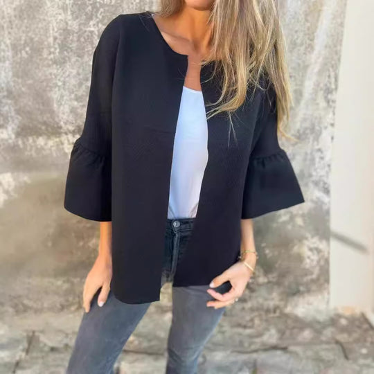 Damen Kurzjacke aus Strukturstrick mit 3/4 Ballonärmeln Shop Nory