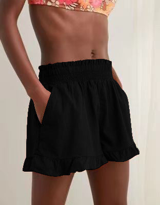 Damen Lockere Shorts mit Volant und Taschen