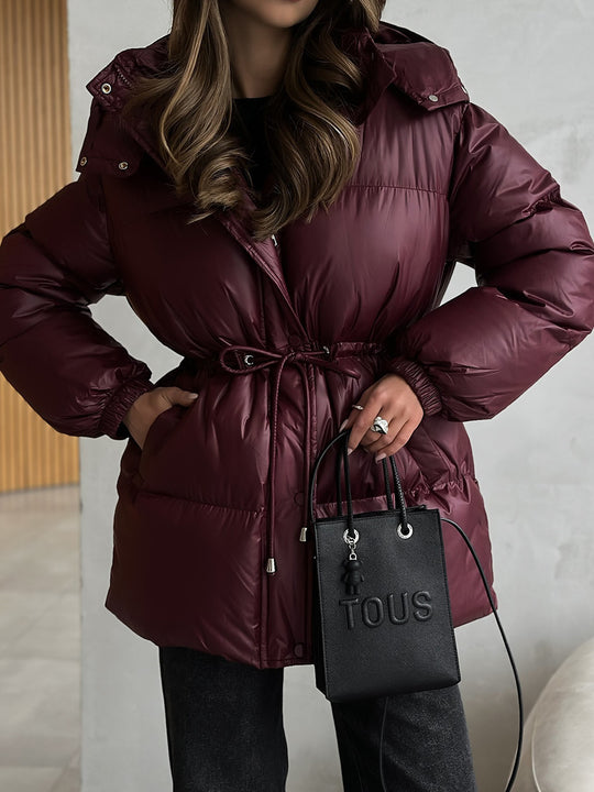 Damen Steppdaunenjacke mit tailliertem Kordelzug und Kapuze Shop Nory