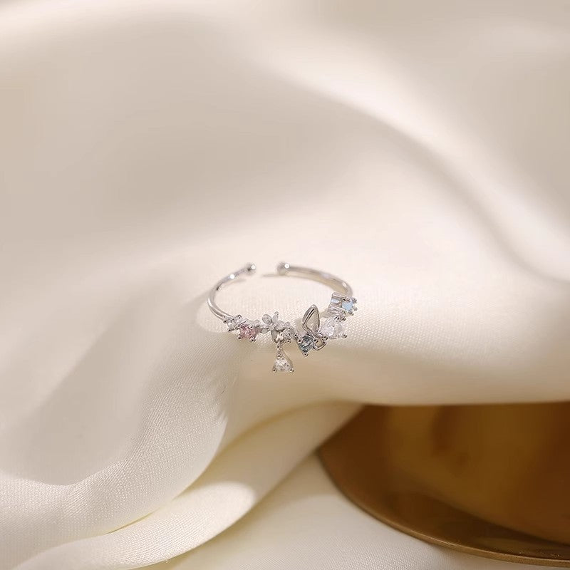 Damen Verspielter Blumenring mit funkelnden Zirkonia-Steinen Shop Nory