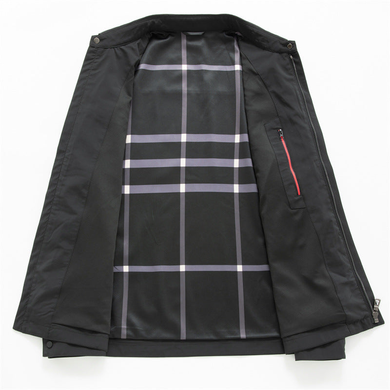 Herren Leichte Wind- und Wasserabweisende Freizeit-Zipjacke mit Hemdkragen, Brust- und Eingrifftaschen Shop Nory