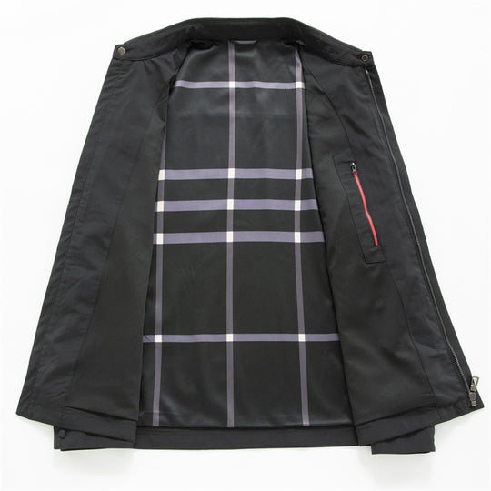 Herren Leichte Wind- und Wasserabweisende Freizeit-Zipjacke mit Hemdkragen, Brust- und Eingrifftaschen Shop Nory