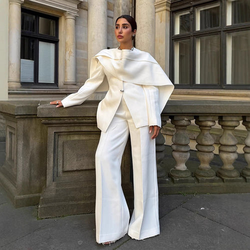 Damen Taillierter Blazer mit überlappendem Cape-Kragen Shop Nory