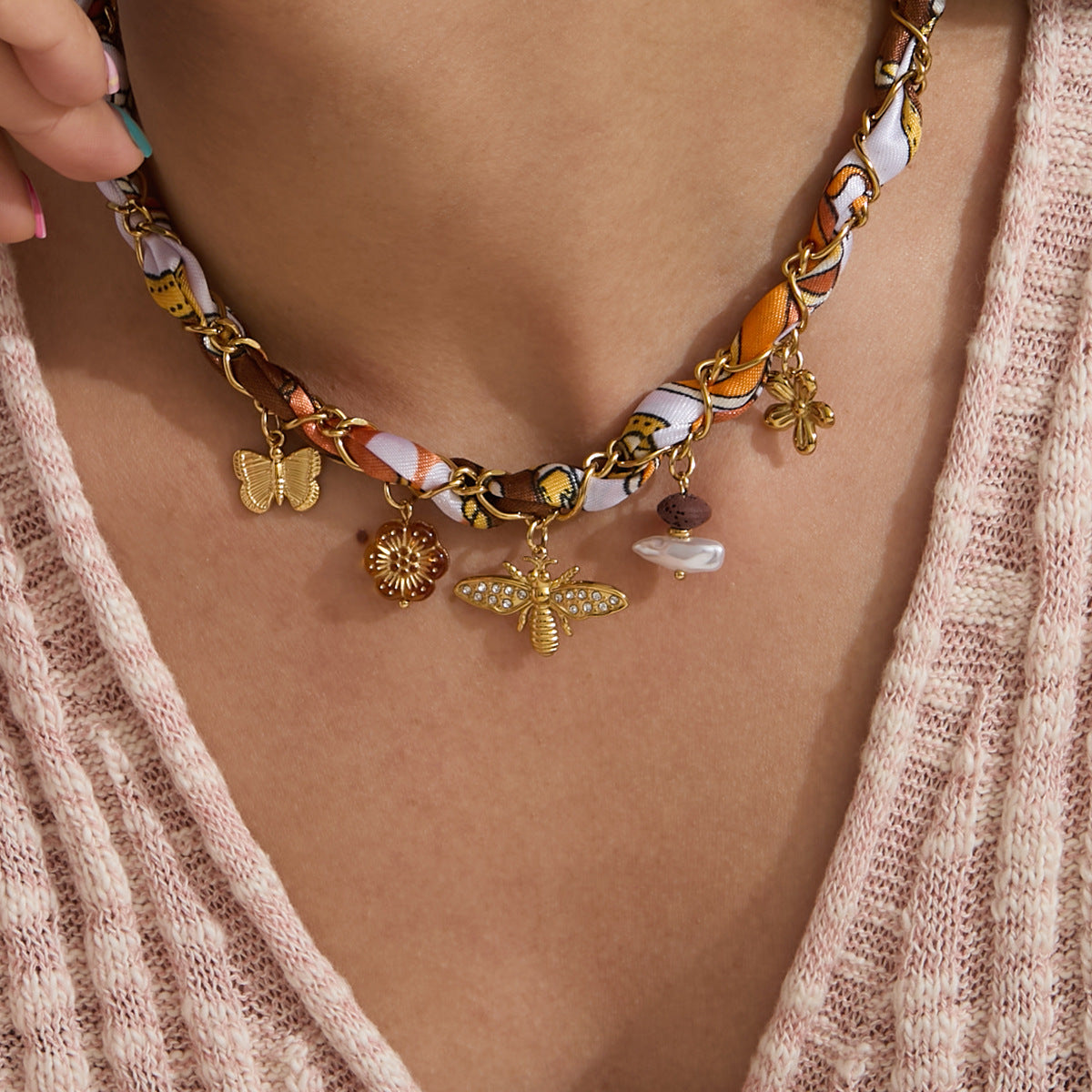 Damen Halskette mit bunten Charms und wasserdichten Eigenschaften Shop Nory