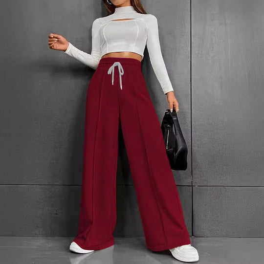 Damen nan weite High-Waist Palazzo-Jogginghose mit Kordelzug und Bügelfalte Shop Nory