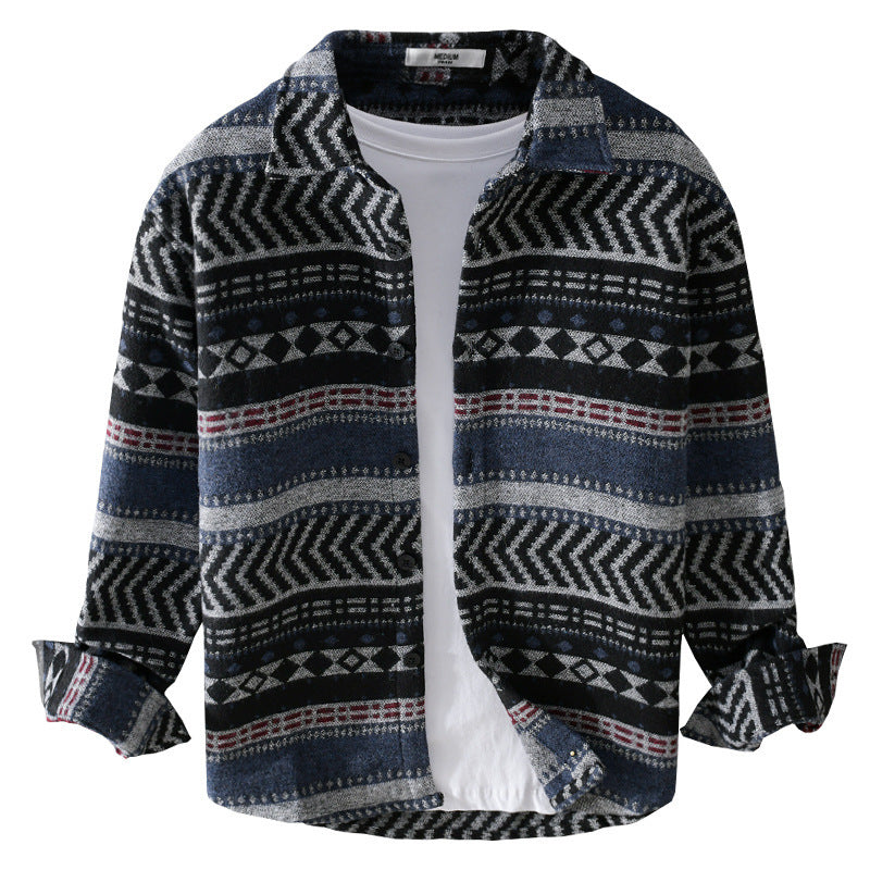 Herren Gestricktes Hemd-Overshirt im geometrischen Muster Shop Nory