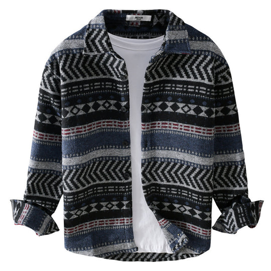Herren Gestricktes Hemd-Overshirt im geometrischen Muster Shop Nory