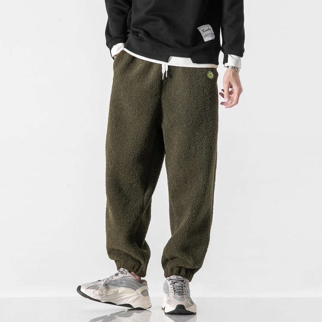 Herren Teddy-Fleece-Jogginghose mit elastischem Bund, Kordelzug und Bündchen Shop Nory