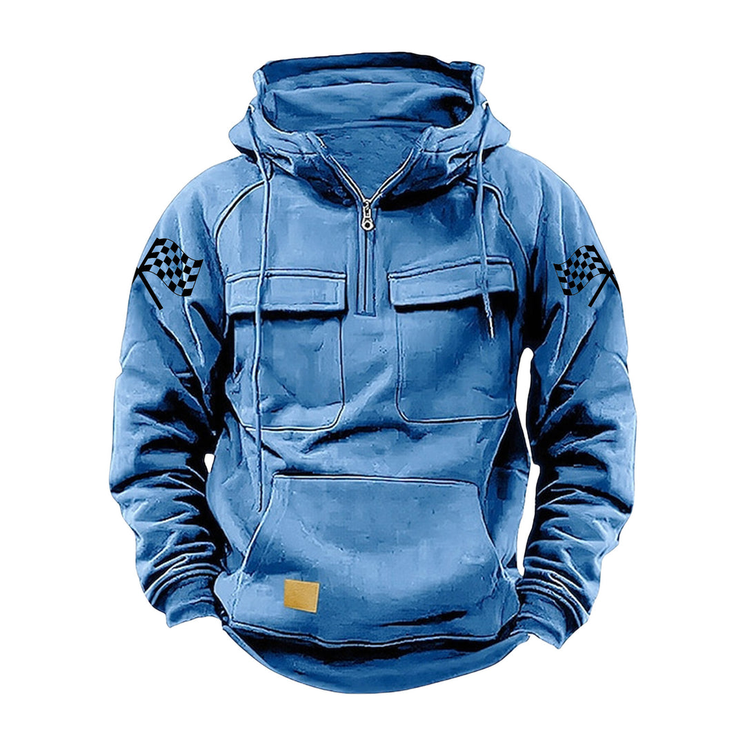 Herren nan Kapuzenpullover mit Halbzip, Cargo-Brusttaschen und Kängurutasche Shop Nory