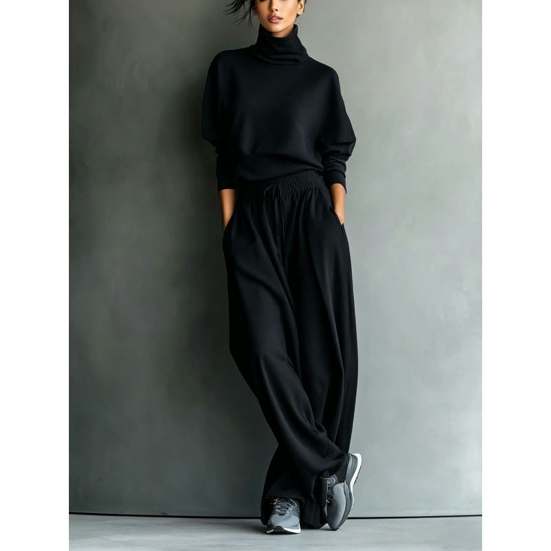 Damen Rollkragen-Loungewear-Set mit Oversize-Oberteil und weitem Gummibund-Hose Shop Nory