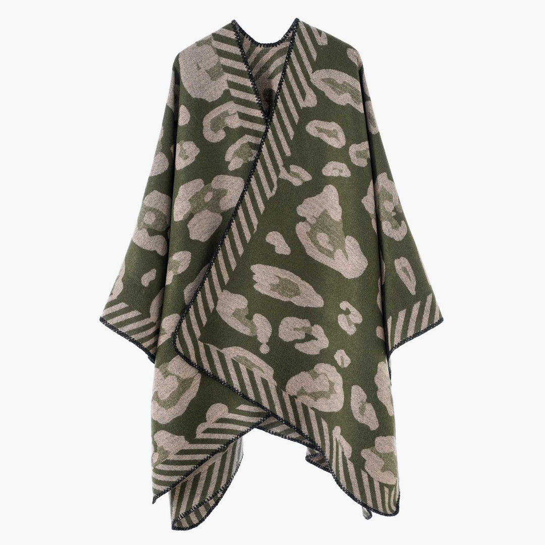 Damen Strukturierter Jacquard‑Capeponcho im Oversize‑Fall mit kontrastierter Kettelkante Shop Nory