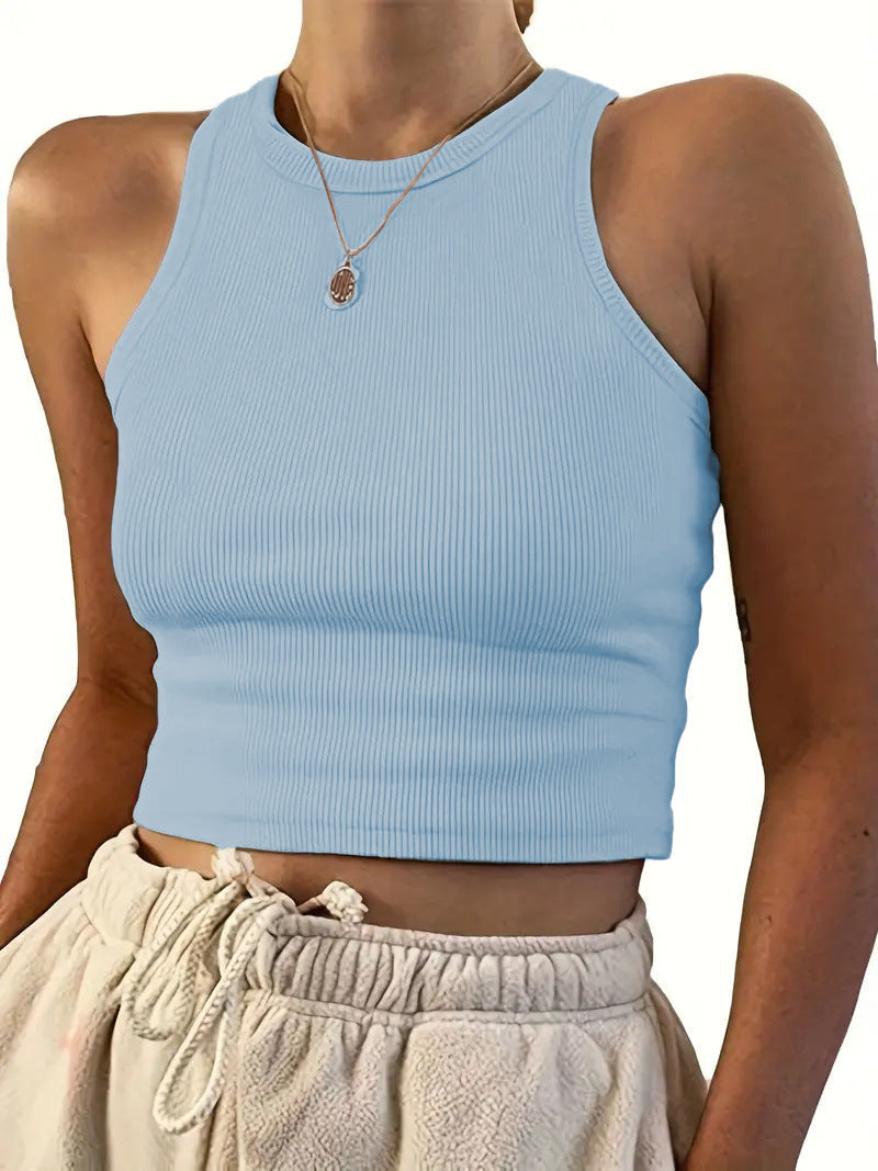 Damen eng anliegendes Crop-Top mit strukturiertem Rippdesign Shopnory